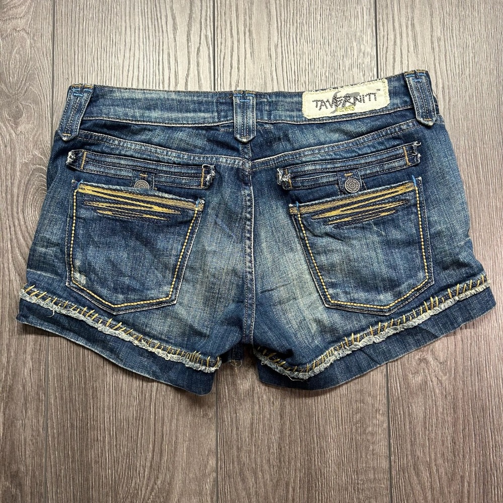 Taverniti So Jeans Womens Y2K Low Rise Distressed Denim Shorts Whipstitch 26